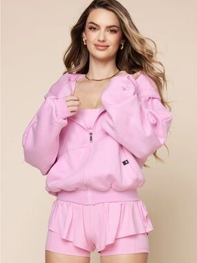 POPFLEX Bubblegum Pink Hooded Zip-Up Sweatshirt